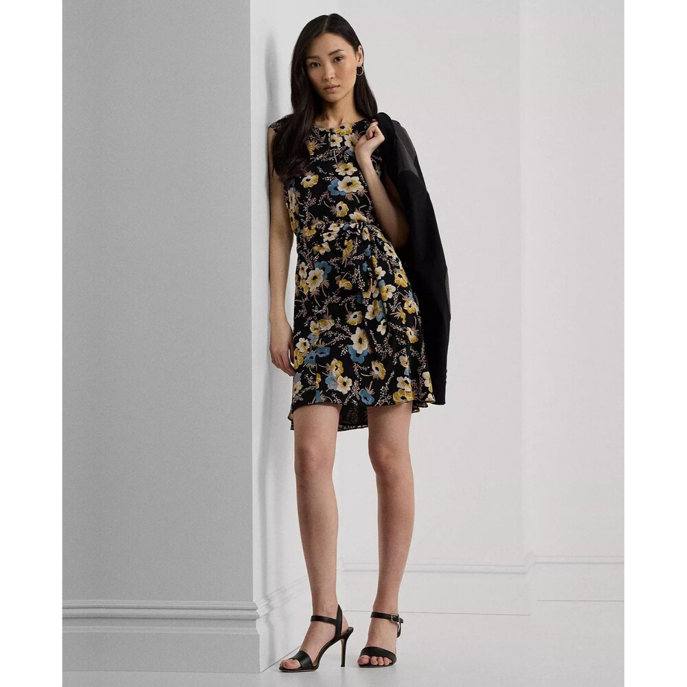 Lauren Ralph Lauren Women’s Floral Bubble Crepe Cap Sleeve Dress Size 8